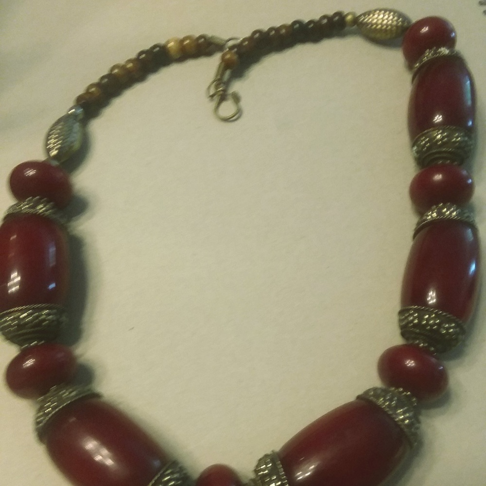 Handcrafted Bead and Metal Necklace from Greece